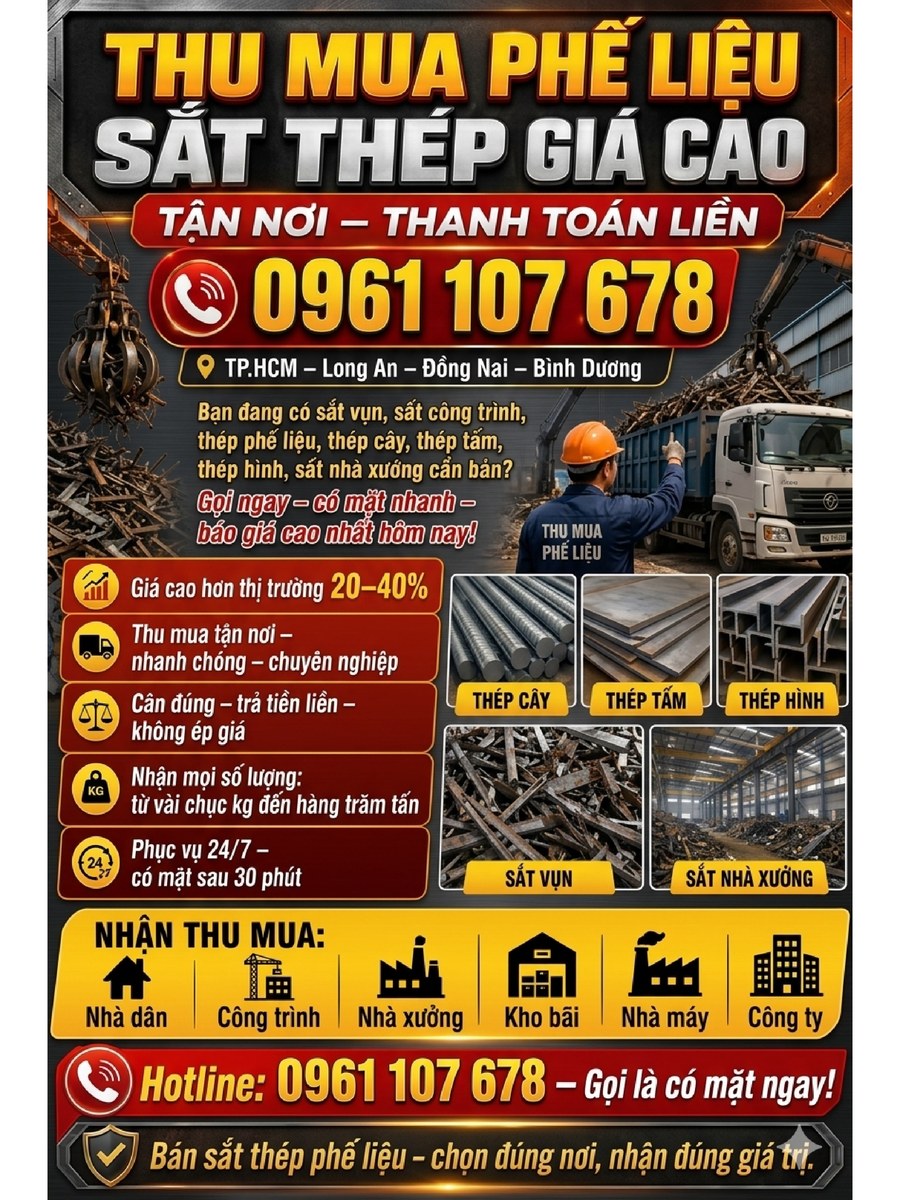 Thu mua phế liệu sắt thép giá cao - Quang Phong 0961.107.678